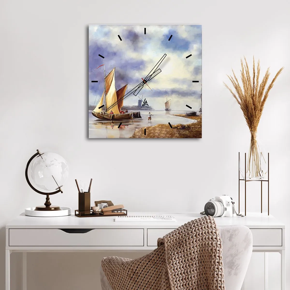 Reloj de pared - Reloj de vidrio - El regreso de los marineros - 30x30 cm