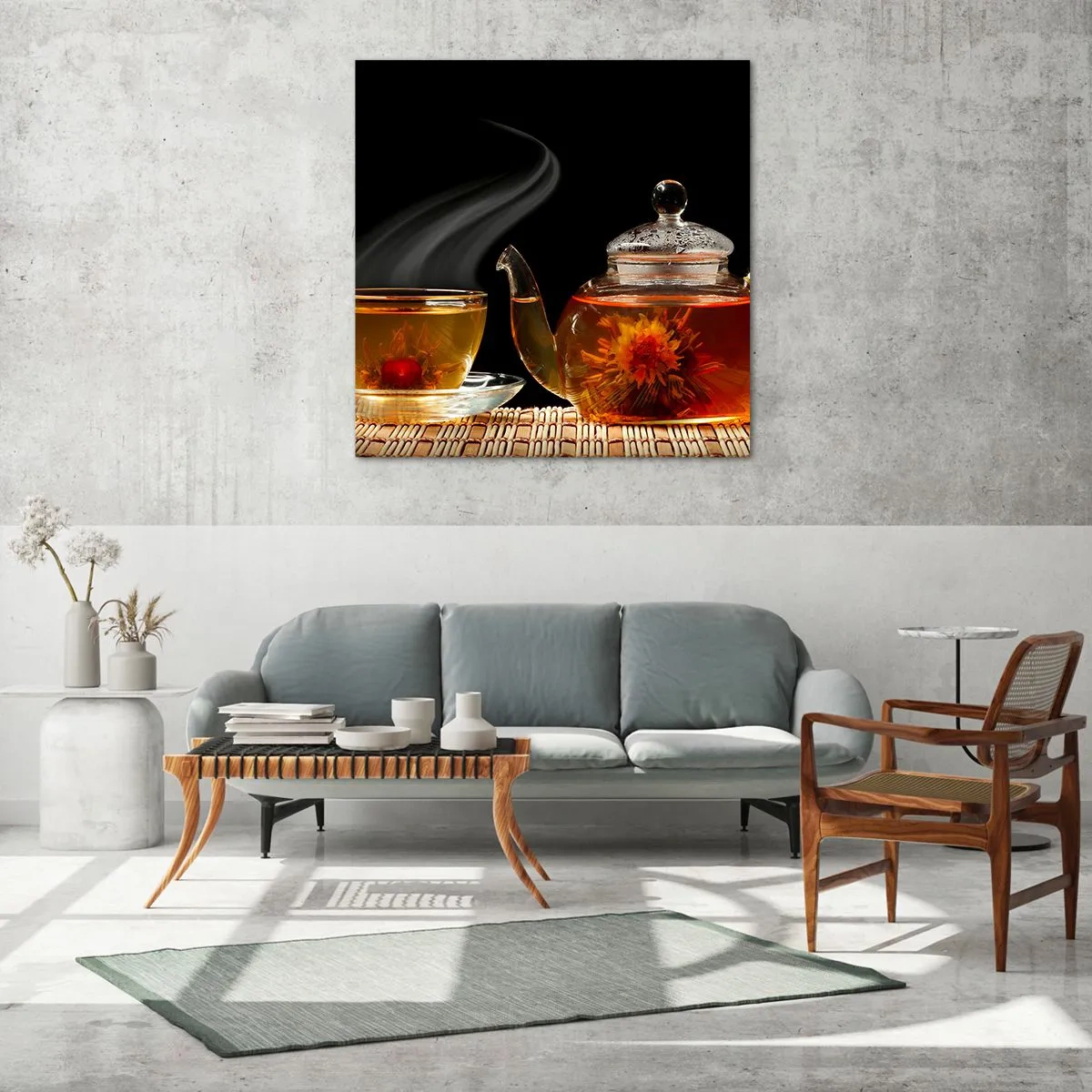 Cuadro sobre vidrio - Impresiones sobre Vidrio - Magia y el arte del té - 70x70 cm