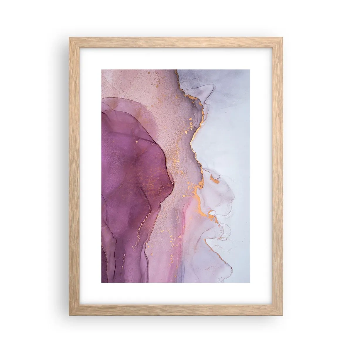 Póster en marco roble claro - Olas de lila y púrpura - 30x40 cm