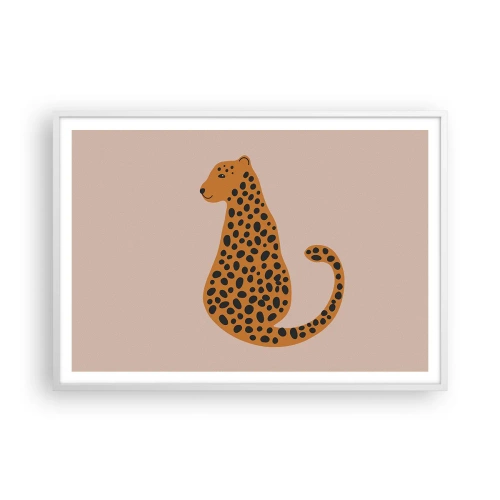 Póster en marco blanco - El estampado de leopardo está de moda - 100x70 cm