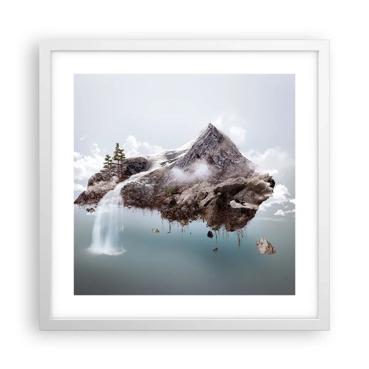Póster en marco blanco - Isla surrealista - 40x40 cm