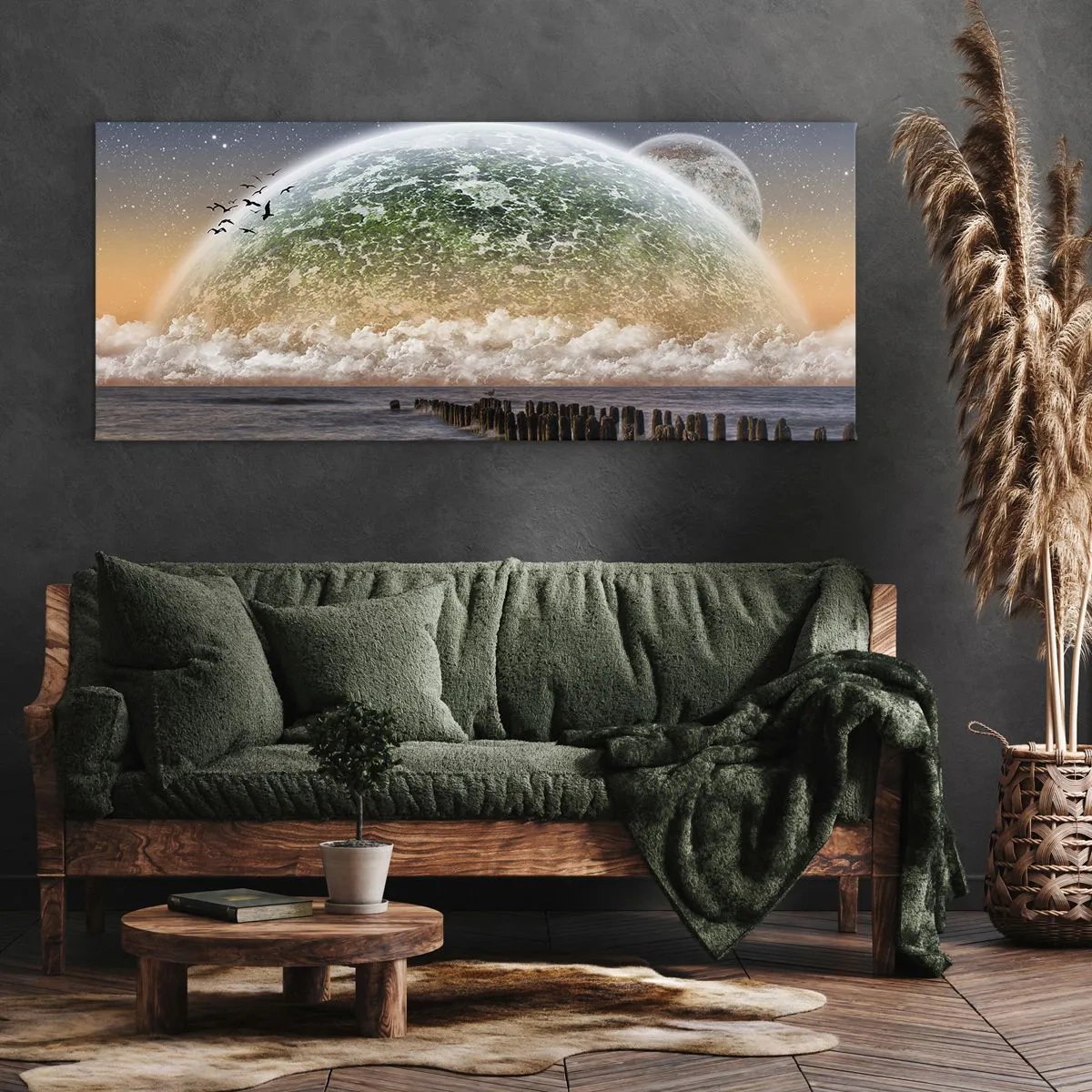 Cuadro sobre lienzo - Impresión de Imagen - Y el mundo emergió del agua - 100x40 cm