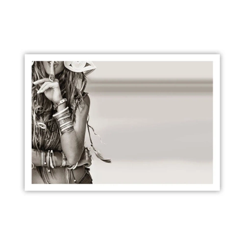 Póster - Retrato de una mujer boho con joyas. - 100x70cm - Libertad natural - Decoración de pared moderna para salón y dormitorio ARTTOR