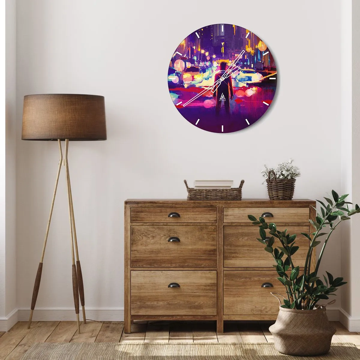 Reloj de pared - Reloj de vidrio - Inmerso en la luz - 40x40 cm