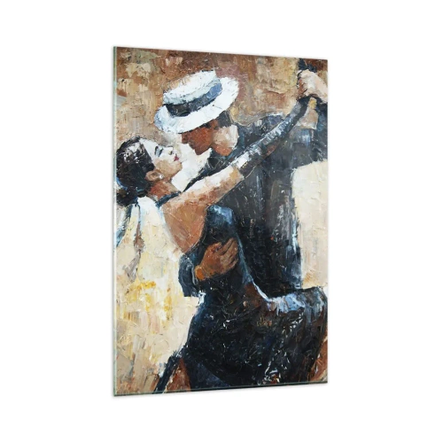 Cuadro sobre vidrio - Impresiones sobre Vidrio - Una pareja bailando tango en un estilo romántico y elegante. - 80x120cm - Estilo Rudolf Valentino - Decoración de pared moderna para salón y dormitorio ARTTOR