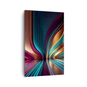 Cuadro sobre lienzo - Impresión de Imagen - Abstracción futurista con colores intensos y curvas. - 80x120cm - Arquitectura de la luz - Decoración de pared moderna para salón y dormitorio ARTTOR