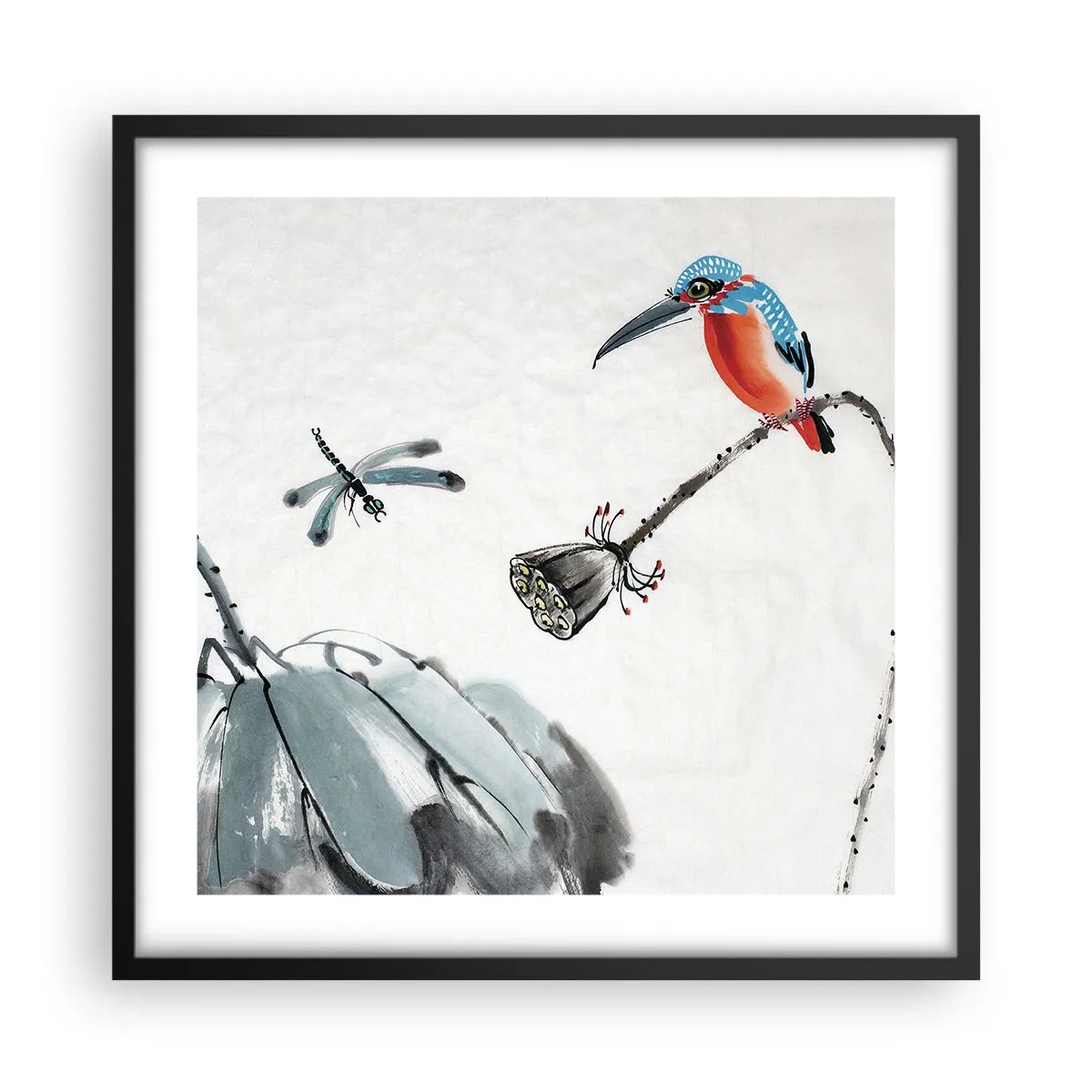 Póster en marco negro - La vida de la pradera - 50x50 cm