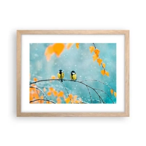 Póster en marco roble claro - Cotilleo de pájaros - 40x30 cm