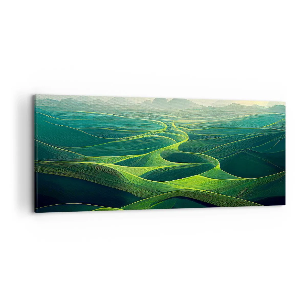 Cuadro sobre lienzo - Impresión de Imagen - Valles en tonos verdes - 100x40 cm