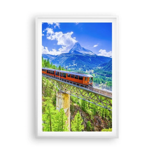 Póster en marco blanco - Ferrocarril a los Alpes - 61x91 cm