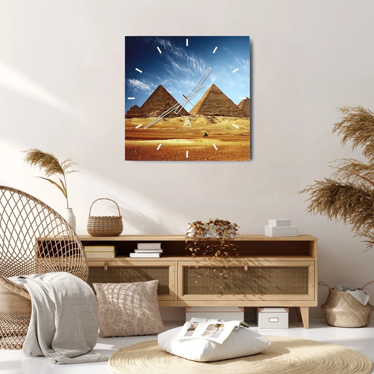 Reloj de pared - Reloj de vidrio - 40 siglos te observan - 40x40 cm