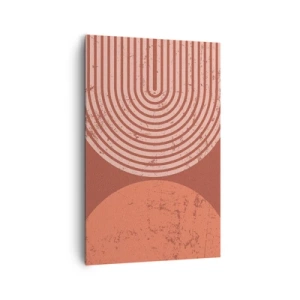 Cuadro sobre lienzo - Impresión de Imagen - Patrones geométricos en tonos terracota sobre un fondo vintage. - 80x120cm - Estrecha relación - Decoración de pared moderna para salón y dormitorio ARTTOR