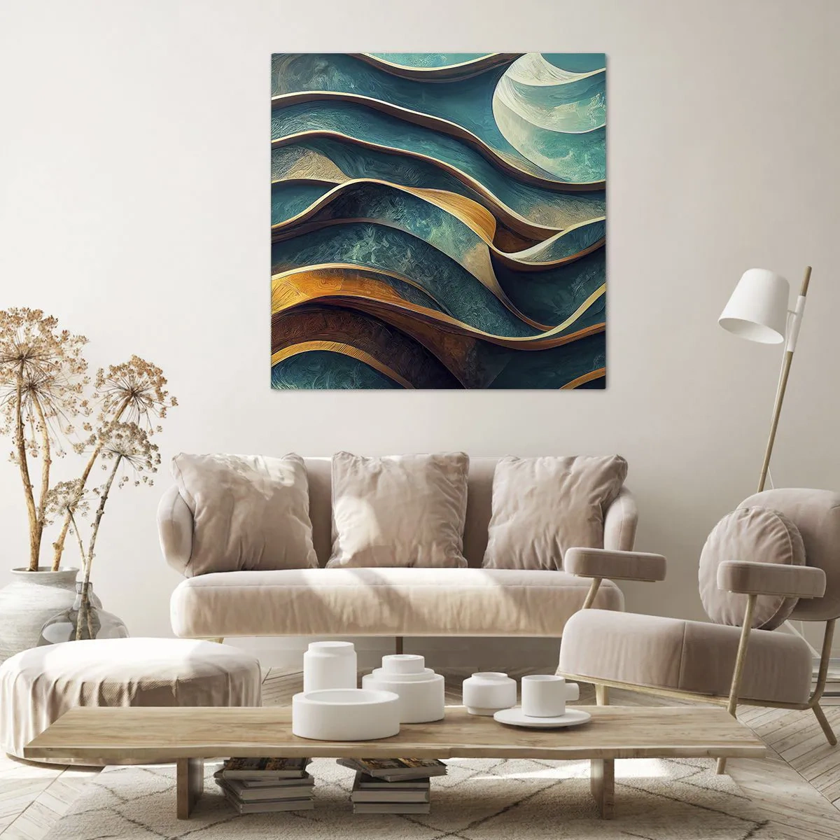Cuadro sobre lienzo - Impresión de Imagen - Meandros de azul - 50x50 cm