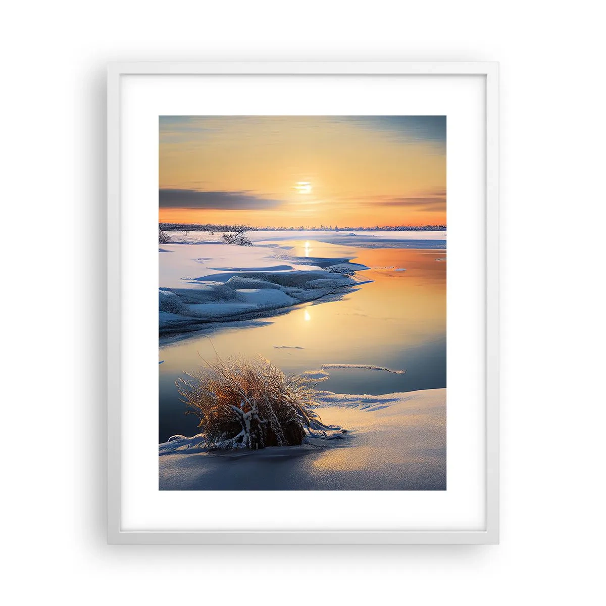 Póster en marco blanco - Atardecer de invierno - 40x50 cm