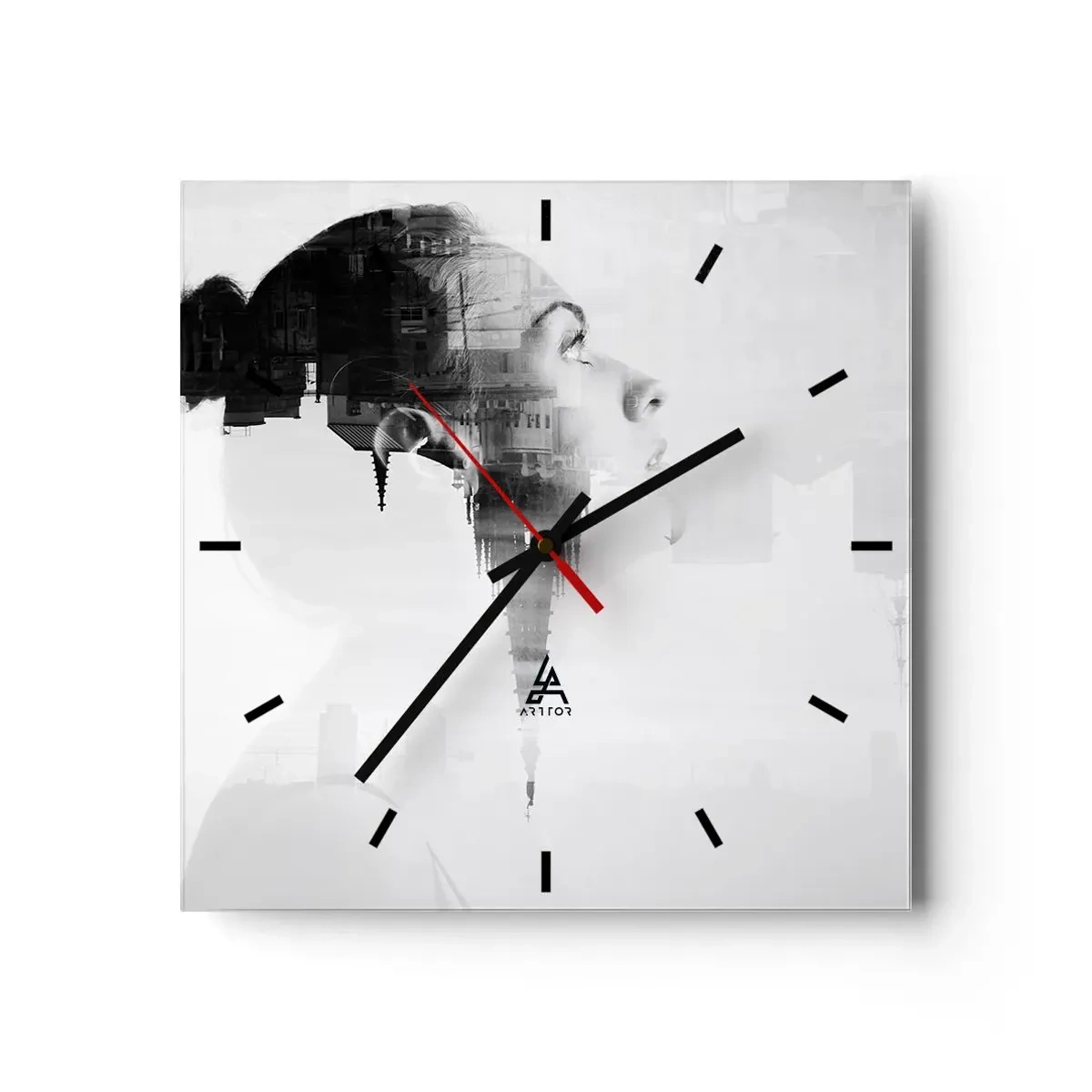 Reloj de pared - Reloj de vidrio - A ambos lados del cristal - 40x40 cm