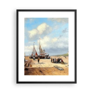 Póster en marco negro - Después de una pesca exitosa - 40x50 cm