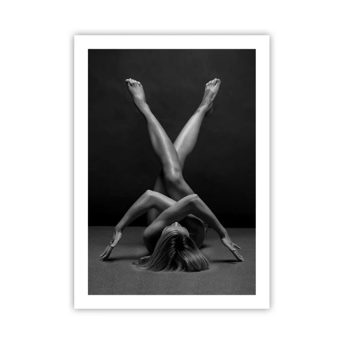 Póster - Una interpretación artística de una silueta femenina en blanco y negro. - 50x70cm - Geometría al desnudo - Decoración de pared moderna para salón y dormitorio ARTTOR