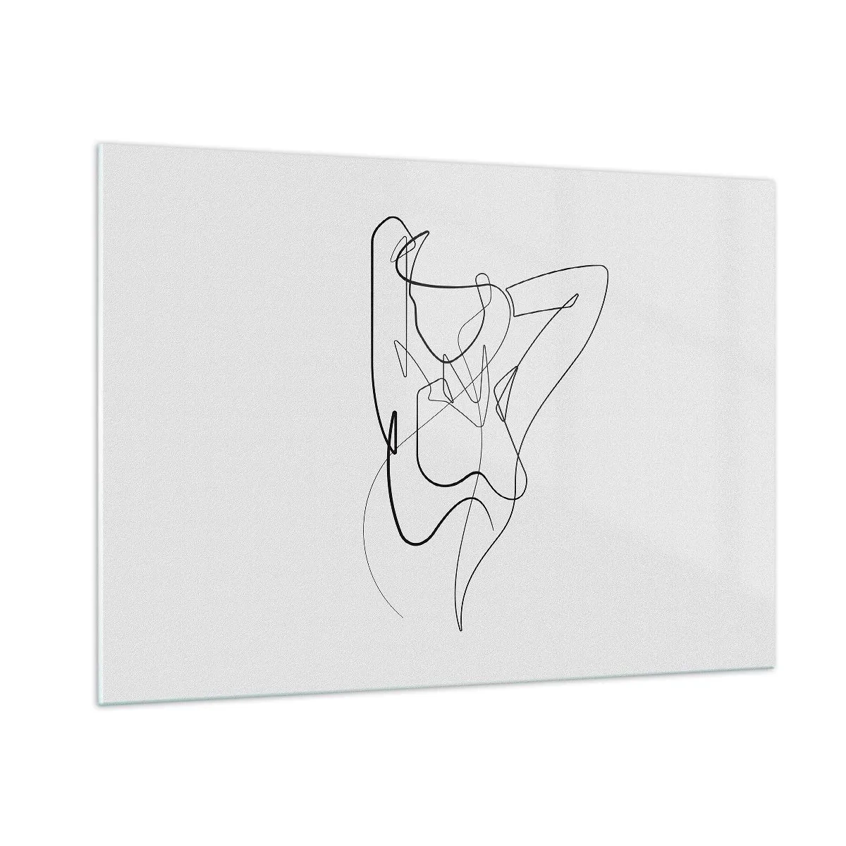 Cuadro sobre vidrio - Impresiones sobre Vidrio - Una silueta femenina dibujada con una sola línea sobre un fondo blanco. - 100x70cm - Realmente, tal y como eres - Decoración de pared moderna para salón y dormitorio ARTTOR