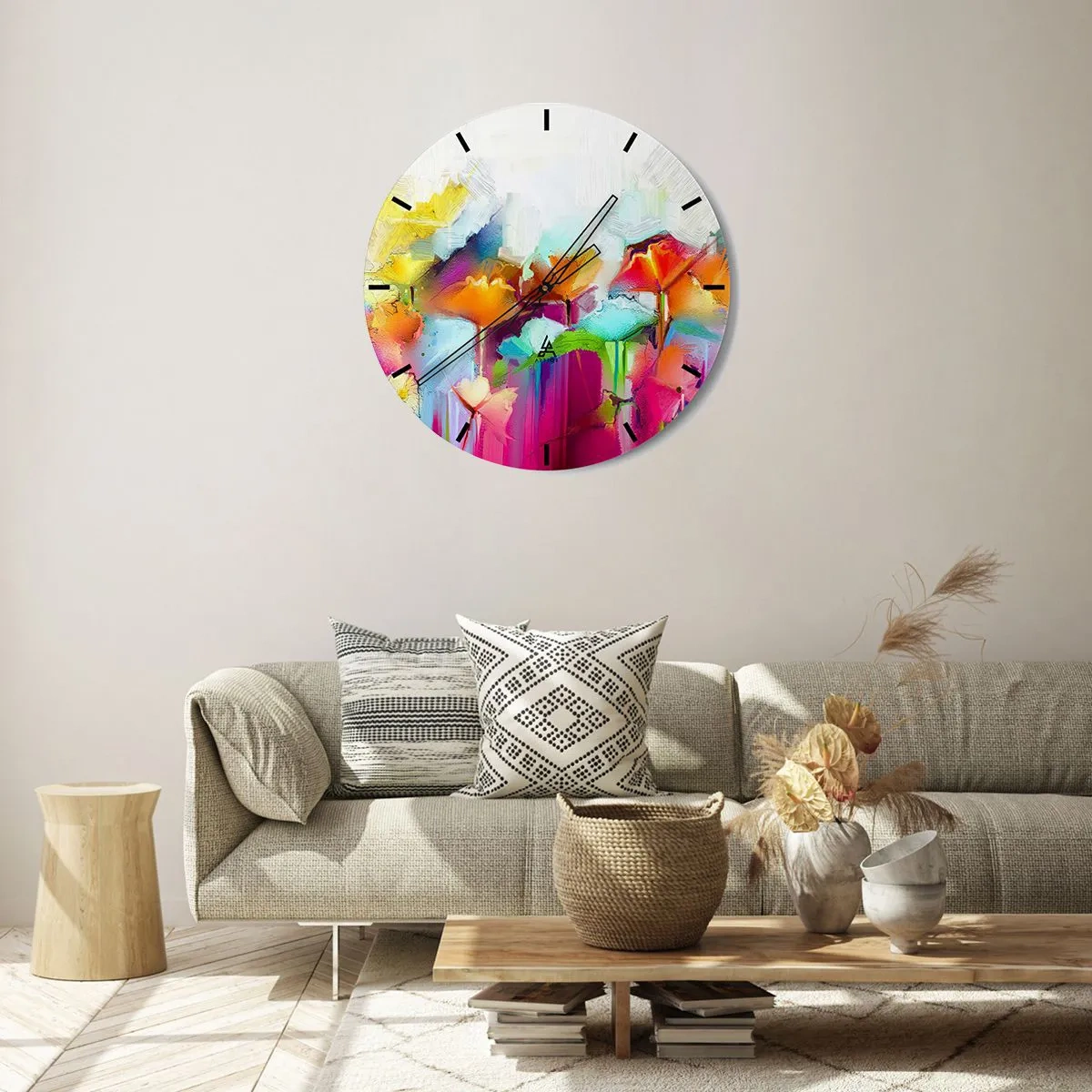Reloj de pared - Reloj de vidrio - Un arco iris ha florecido - 30x30 cm