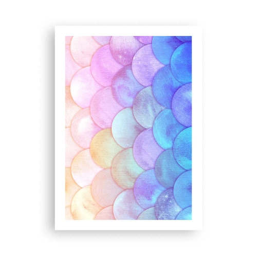 Póster - Una composición pastel que se asemeja a escamas en tonos arcoíris. - 50x70cm - Concha de perla - Decoración de pared moderna para salón y dormitorio ARTTOR