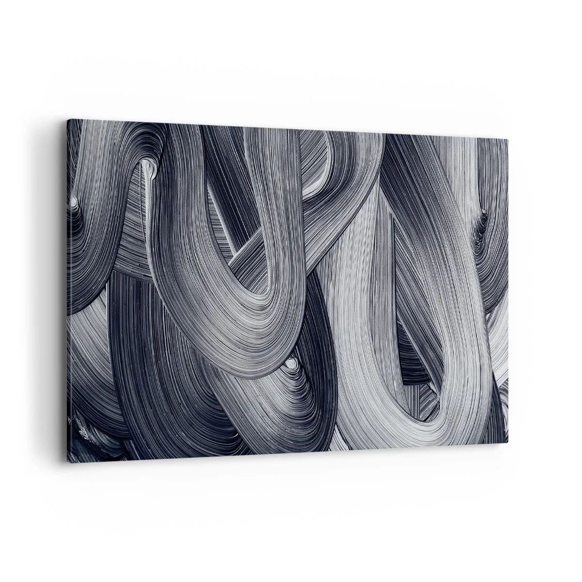 Cuadro sobre lienzo - Impresión de Imagen - Abstracción en blanco y negro con pinceladas dinámicas. - 120x80cm - La fluidez de la realidad - Decoración de pared moderna para salón y dormitorio ARTTOR
