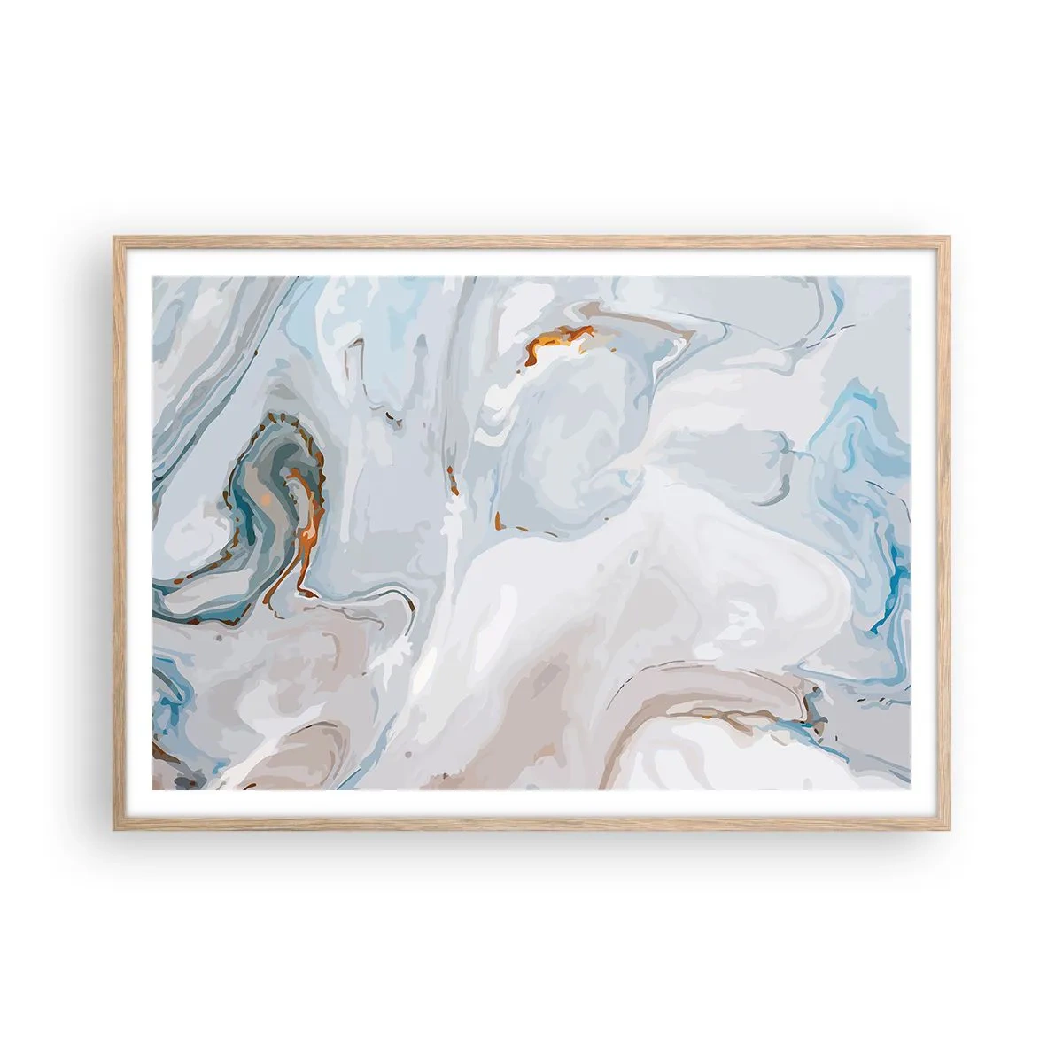 Póster en marco roble claro - Blanco fusión - 100x70 cm