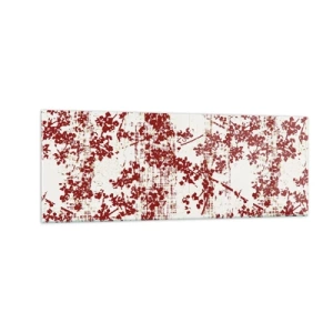 Cuadro sobre vidrio - Impresiones sobre Vidrio - Flores rojas sobre un fondo blanco en un estilo artístico. - 140x50cm - Como un viejo percal - Decoración de pared moderna para salón y dormitorio ARTTOR
