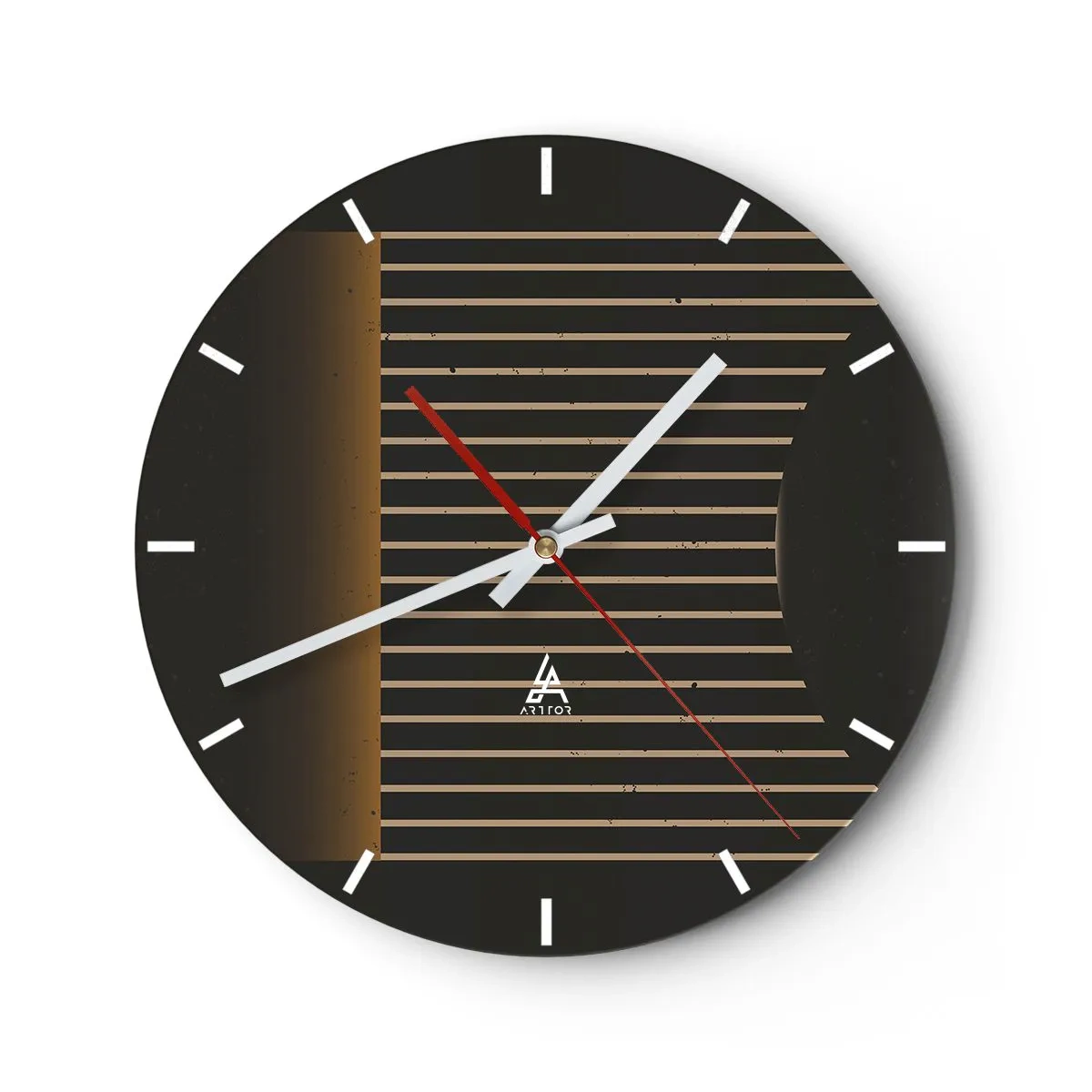 Reloj de pared - Reloj de vidrio - Una composición abstracta con líneas sobre fondo negro que crea una sensación de profundidad. - 30x30cm - Explorar la oscuridad - Decoración de pared moderna para salón, cocina y dormitorio ARTTOR