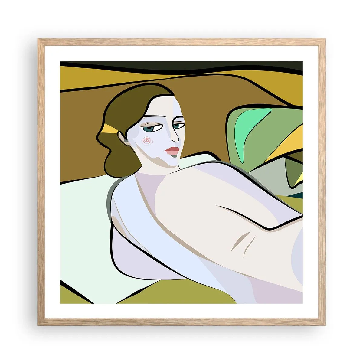 Póster en marco roble claro - Retrato íntimo - 60x60 cm