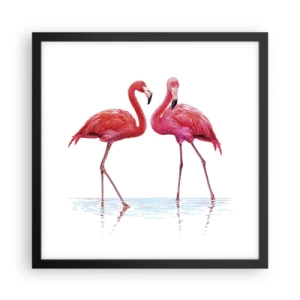 Póster en marco negro - Cita rosada - 40x40 cm