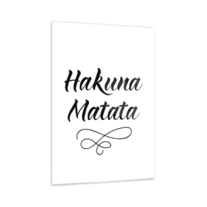 Cuadro sobre vidrio - Impresiones sobre Vidrio - Letras de Hakuna Matata con acento decorativo sobre un fondo blanco. - 50x70cm - El mejor consejo - Decoración de pared moderna para salón y dormitorio ARTTOR