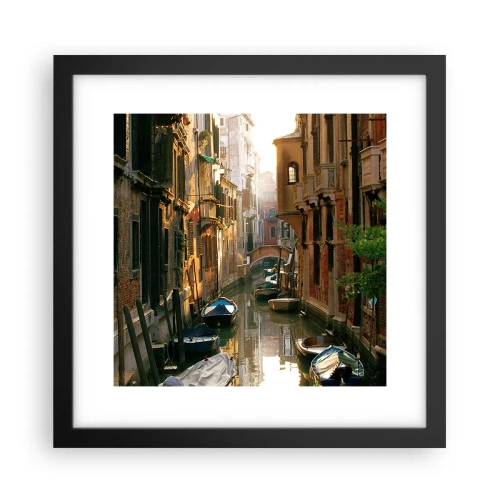 Póster en marco negro - En un callejón veneciano - 30x30 cm