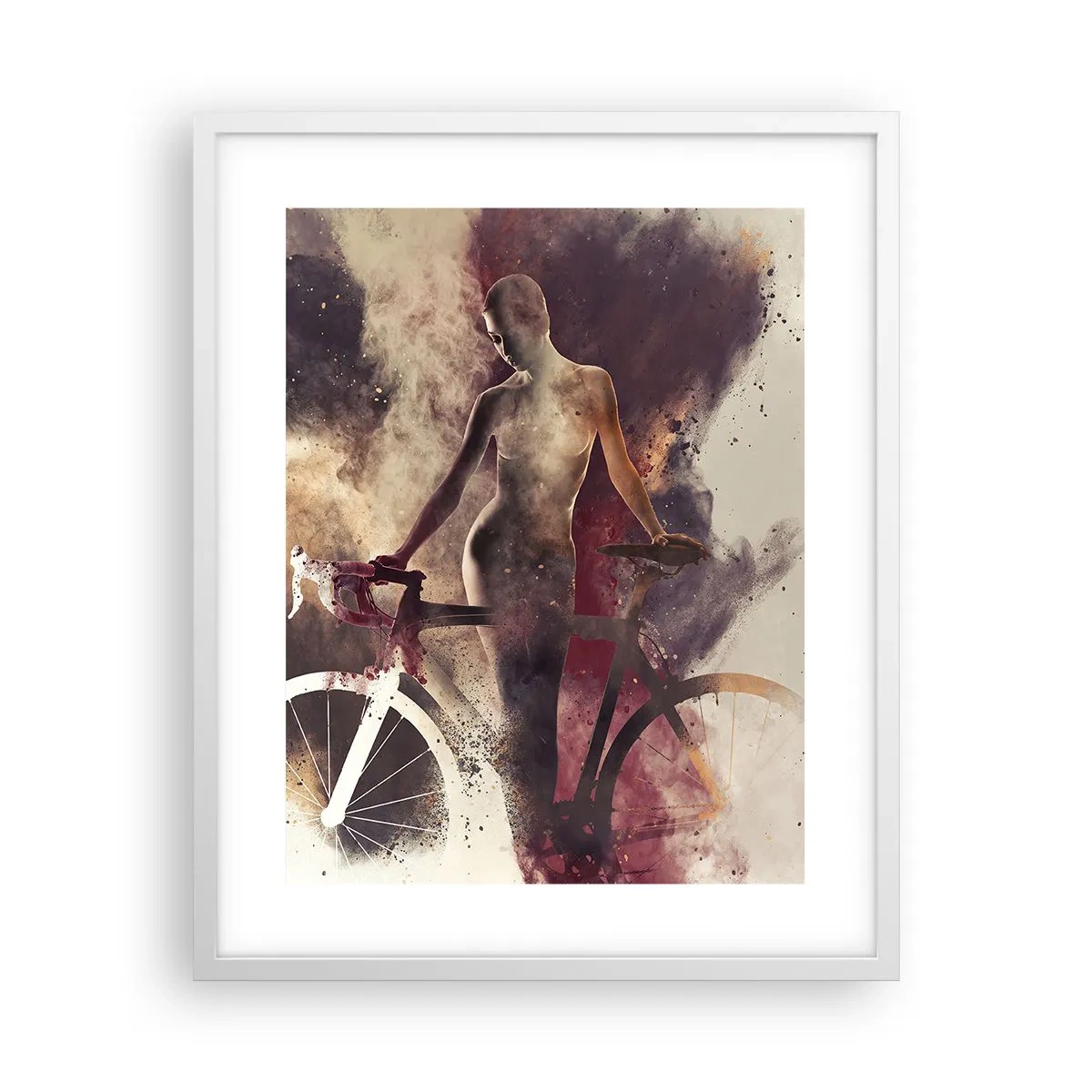 Póster en marco blanco - En las formas de mármol un alma ciclista - 40x50 cm