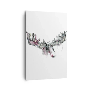 Cuadro sobre lienzo - Impresión de Imagen - Acuarela artística de un alce con ricas astas. - 80x120cm - La corona del rey del bosque - Decoración de pared moderna para salón y dormitorio ARTTOR