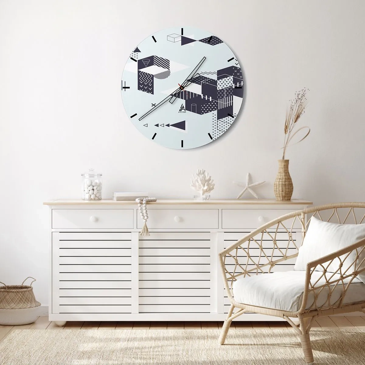 Reloj de pared - Reloj de vidrio - Las matemáticas en el alma - 40x40 cm