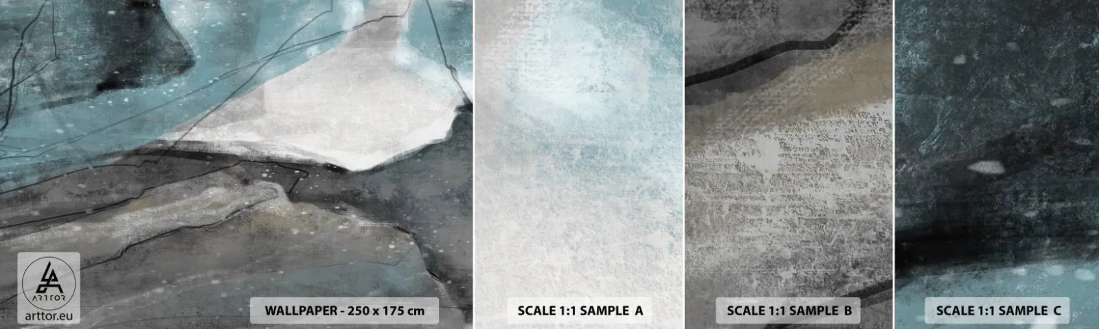 Muestra De Fotomural Standard Eco - Abstracción: rocas y hielo - Minimalismo, Pedazo, Moderno - 100x30 cm