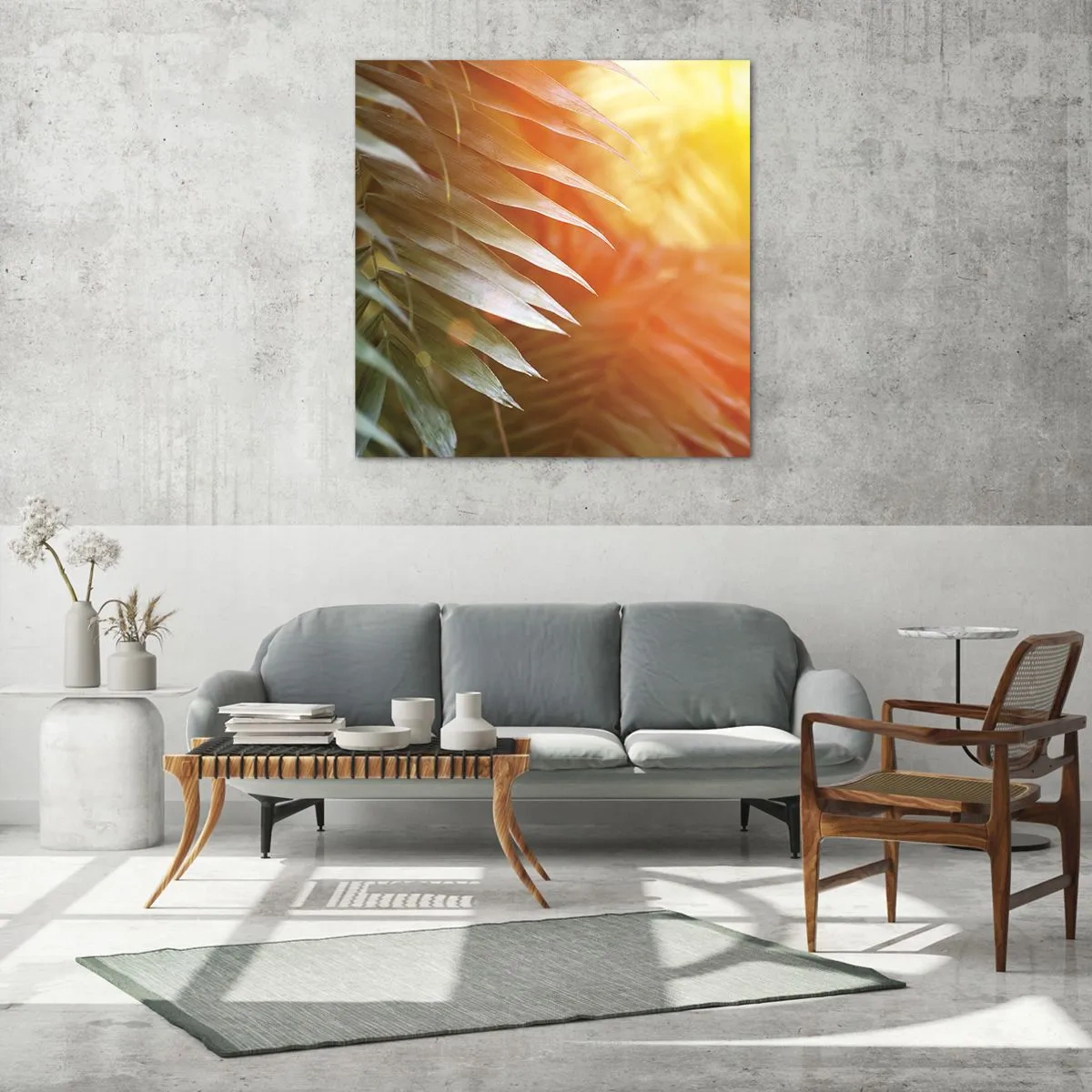 Cuadro sobre vidrio - Impresiones sobre Vidrio - Mañana en la selva - 40x40 cm