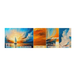 Muestra de fotomural autoadhesivo Deluxe Sticker - Navegando en oro - Paisaje, Náutico, Velero - 100x30 cm