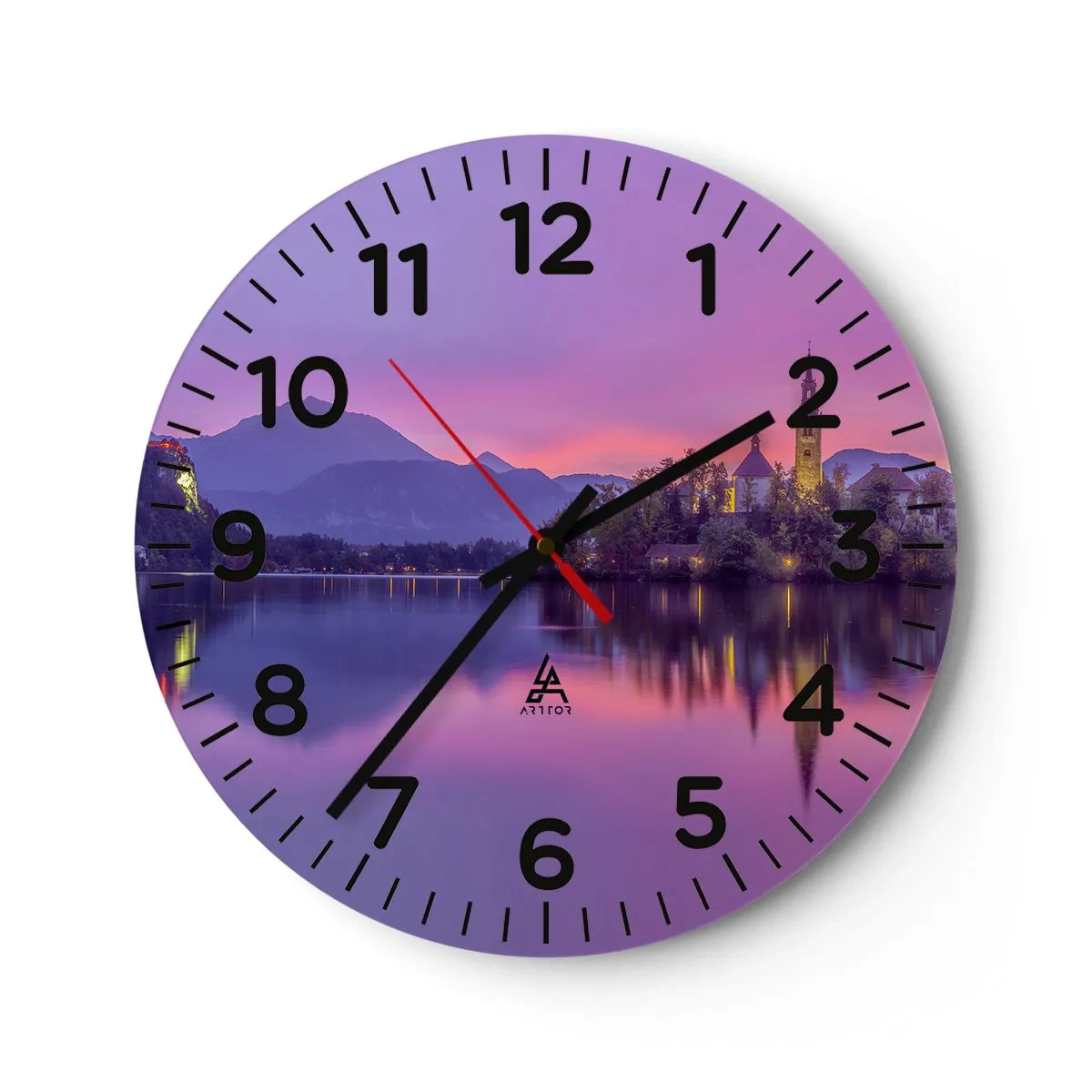 Reloj de pared - Reloj de vidrio - Isla de cuento de hadas al atardecer - 30x30 cm