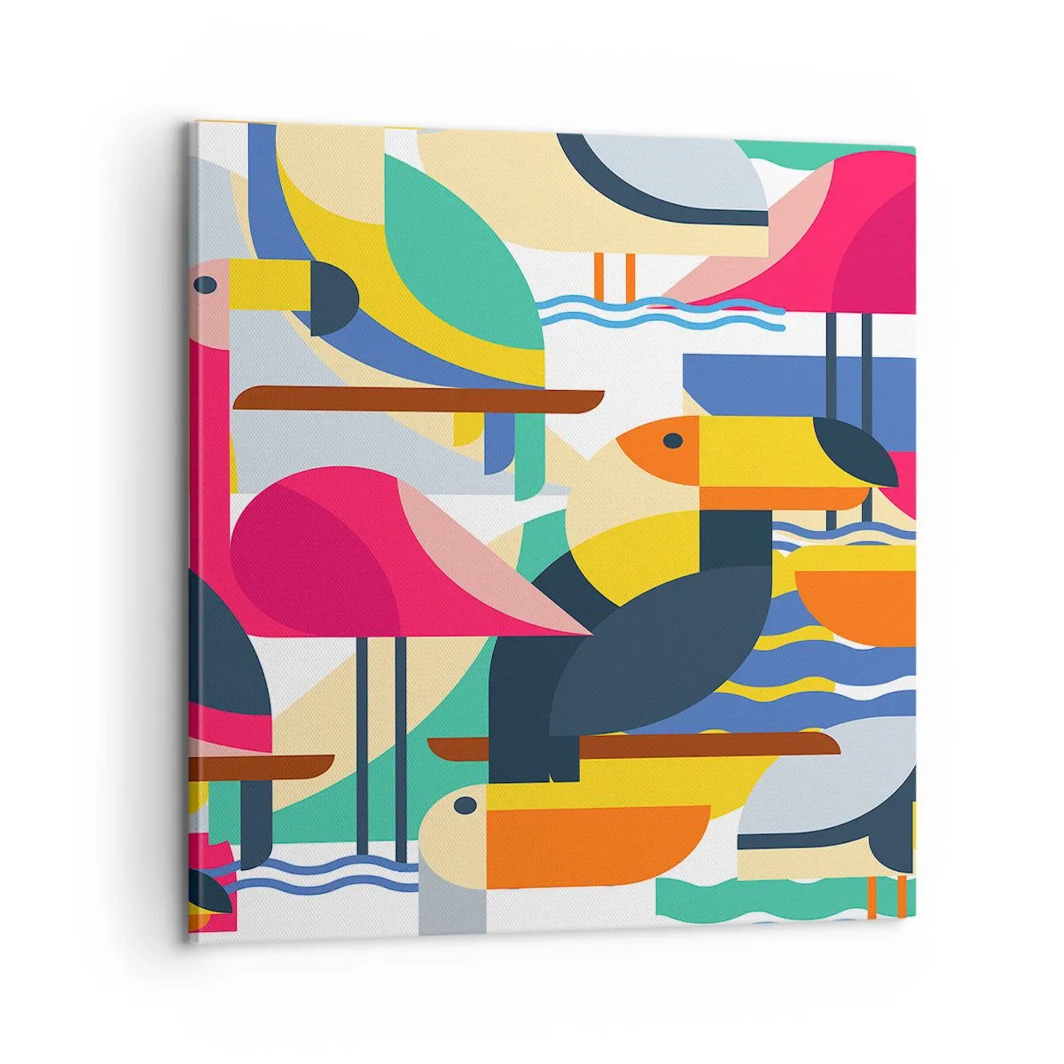 Cuadro sobre lienzo - Impresión de Imagen - Fiesta de las aves - 60x60 cm