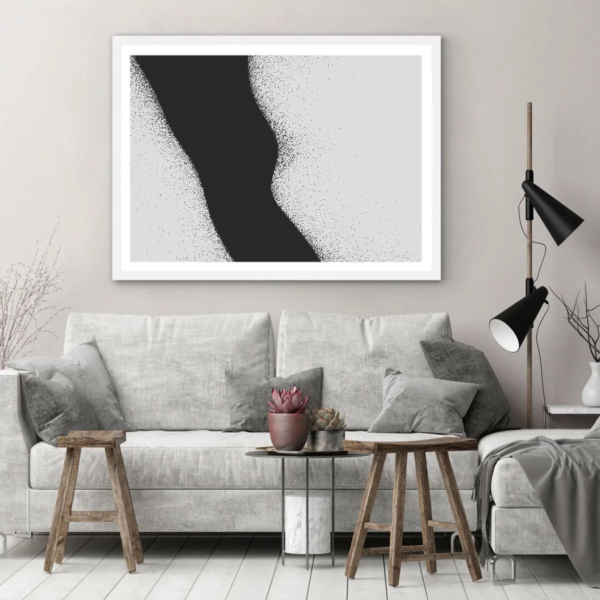 Póster en marco blanco - Equilibrio suave - 100x70 cm