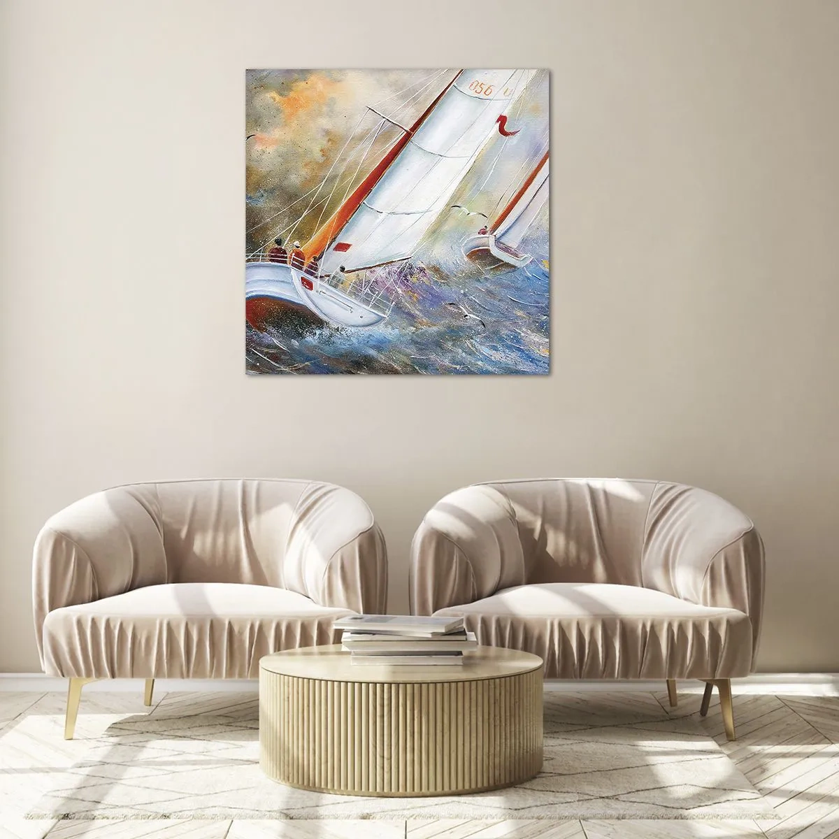 Cuadro sobre vidrio - Impresiones sobre Vidrio - Surcando las olas - 70x70 cm