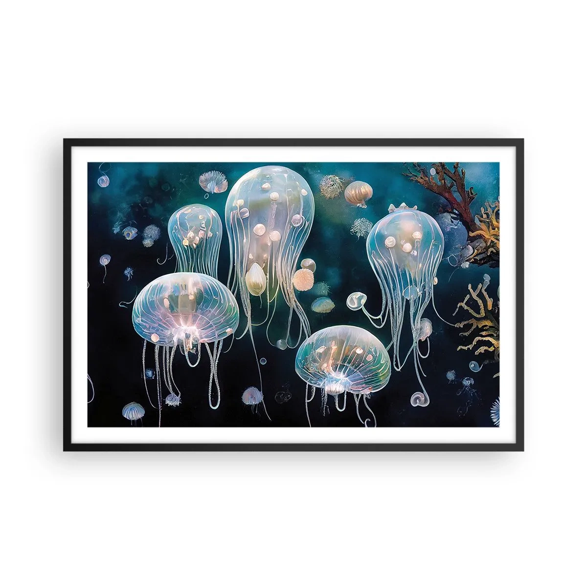 Póster en marco negro - Globos submarinos - 91x61 cm