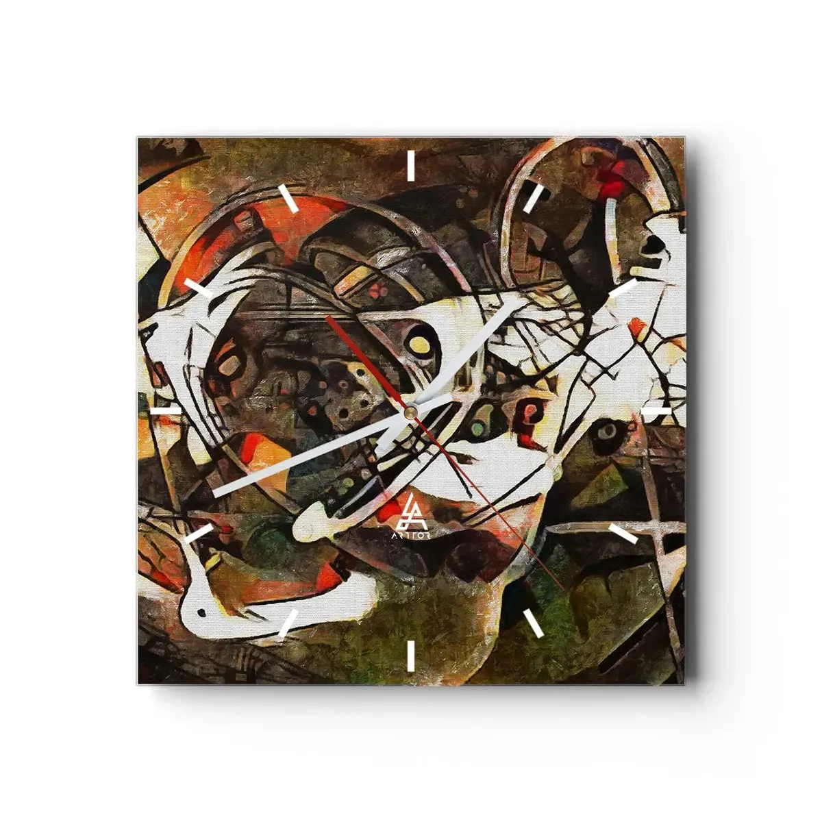 Reloj de pared - Reloj de vidrio - Abstracción expresiva en tonos oscuros con líneas dinámicas. - 30x30cm - ¿Oyes el movimiento? - Decoración de pared moderna para salón y dormitorio ARTTOR