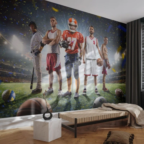 Fotomural Premium Canvas - Gladiadores sobre los terrenos de juego - Deporte, Atleta, Fútbol americano - 400x280 cm