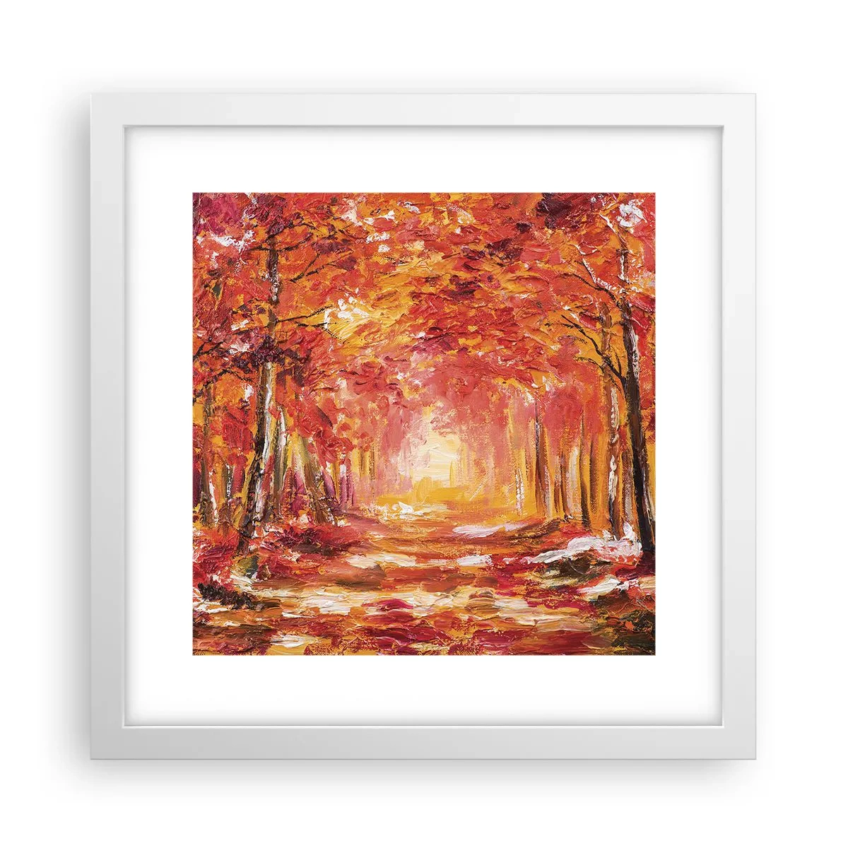 Póster en marco blanco - Bosque de cobre - 30x30 cm