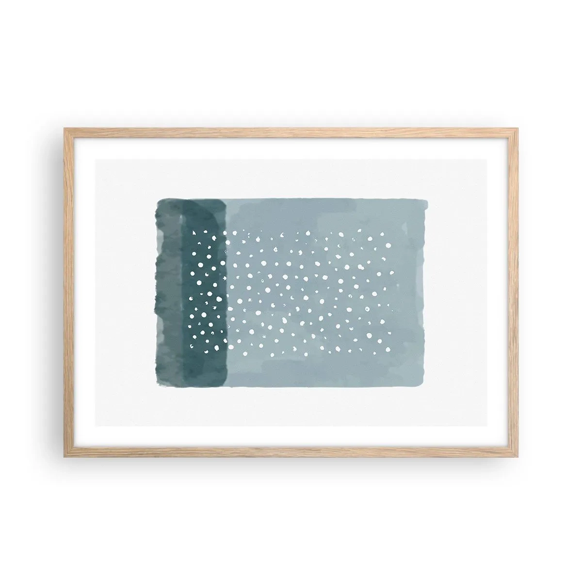 Póster en marco roble claro - Creación sobre azul - 70x50 cm