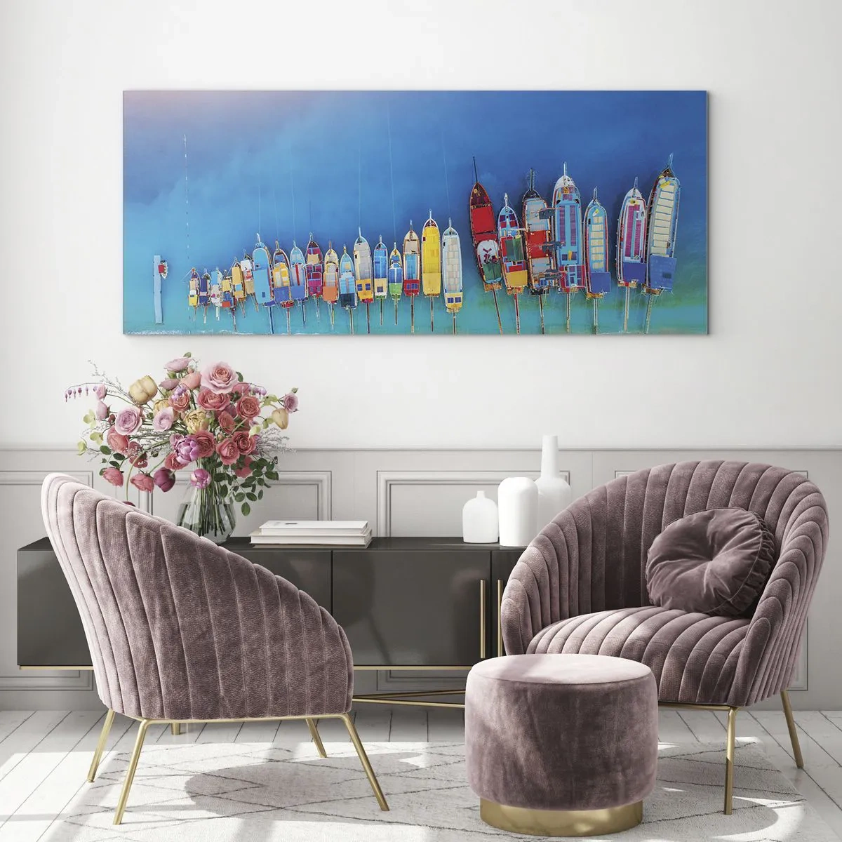 Cuadro sobre vidrio - Impresiones sobre Vidrio - A vista de pájaro - 90x30 cm