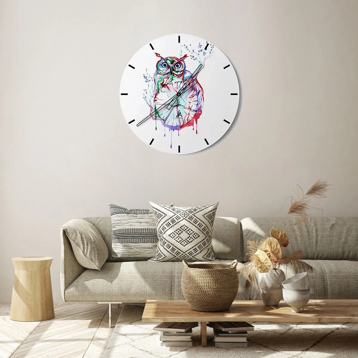 Reloj de pared - Reloj de vidrio - Sabio por naturaleza - 40x40 cm
