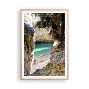 Póster en marco roble claro - Bahía turquesa - 61x91 cm
